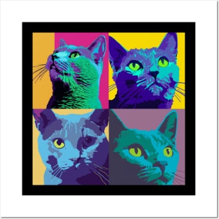 Russian Blue Pop Art - Cat Lover Gift Posters and Art